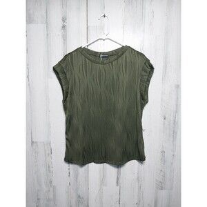 Pretty Garden Women's Large Green Textured Short Sleeve Top